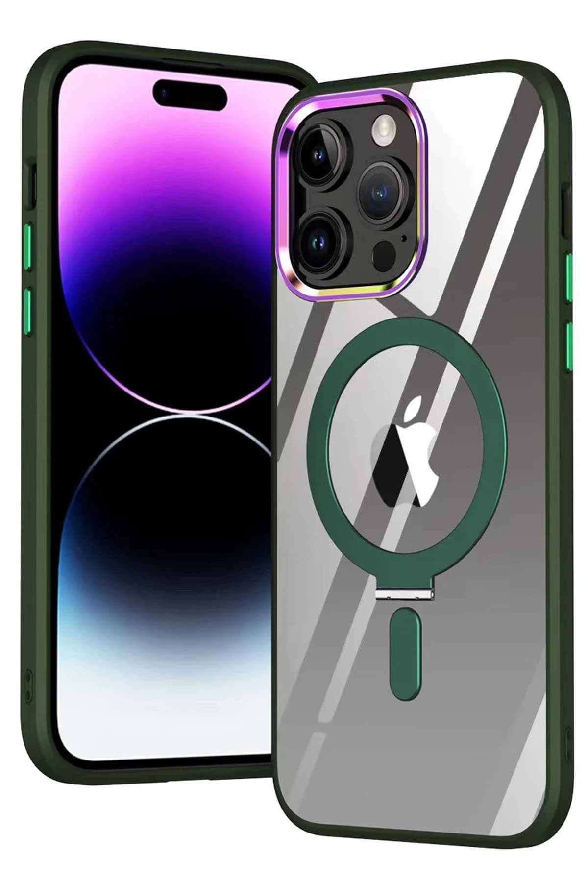 uryport Apple iPhone 15 Pro Max Kılıf Mudo Magneticsafe Standlı Kapak - Köknar Yeşili