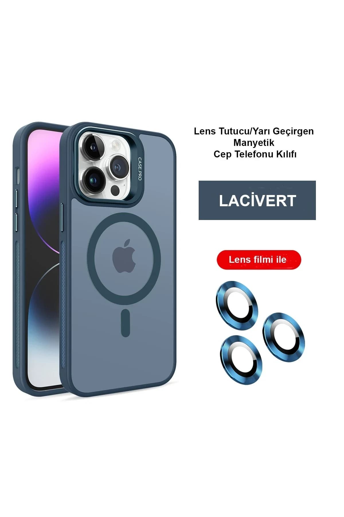 Joko Apple iPhone 15 Pro Kılıf Flet Lens Magsafe Kapak - Lacivert