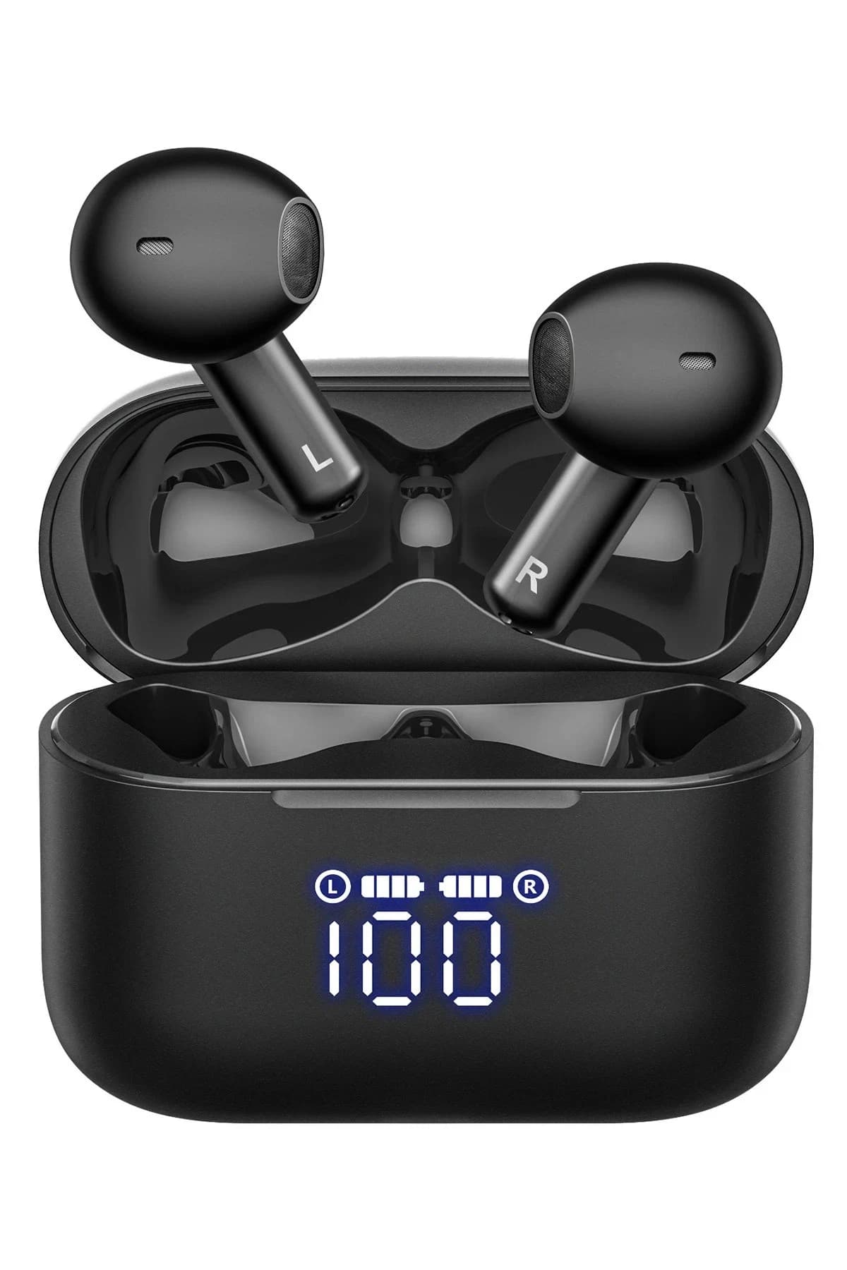 Tozo T21 Tonal Fits Dijital Şarj Göstergeli IPX8 Su Geçirmez 14.2mm Dinamik Sürücü Kablosuz TWS Airpods Kulaklık - Siyah