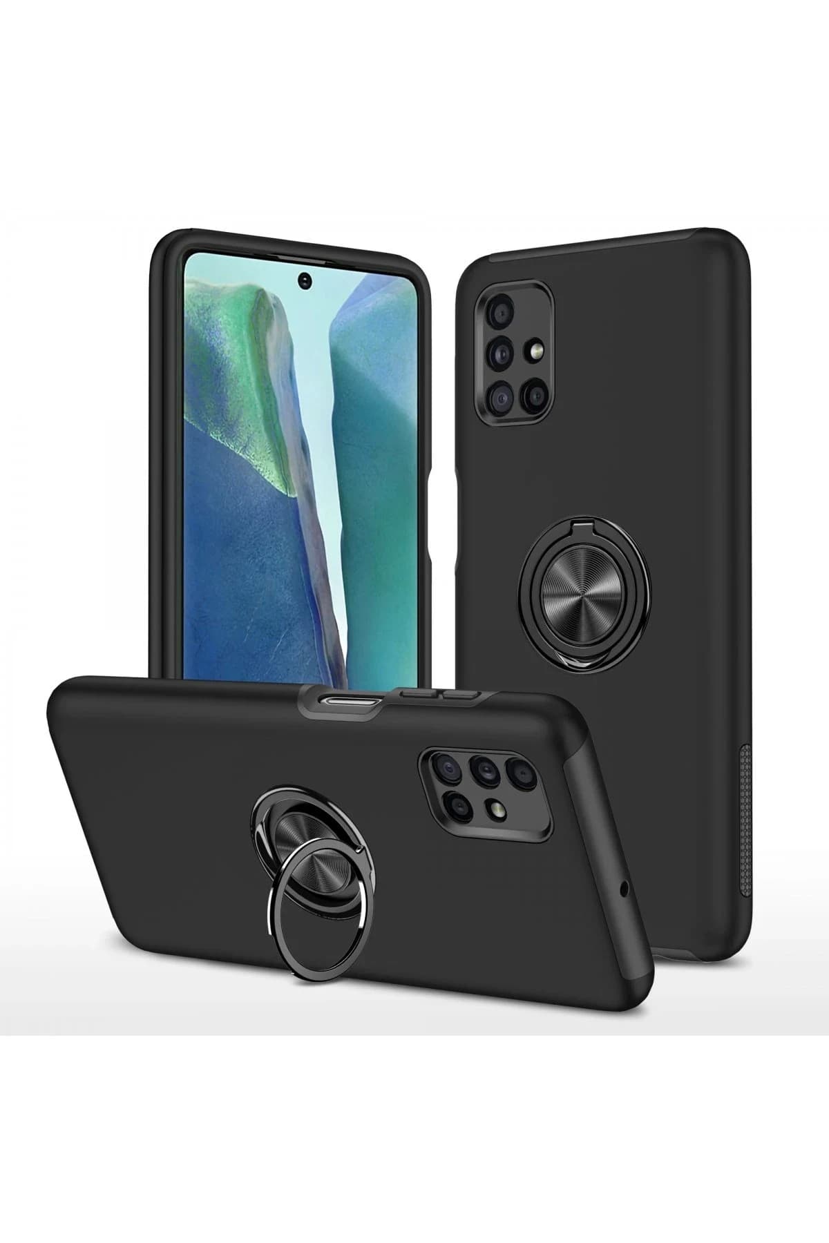 uryport Samsung Galaxy M51 Kılıf Elit Yüzüklü Kapak - Siyah