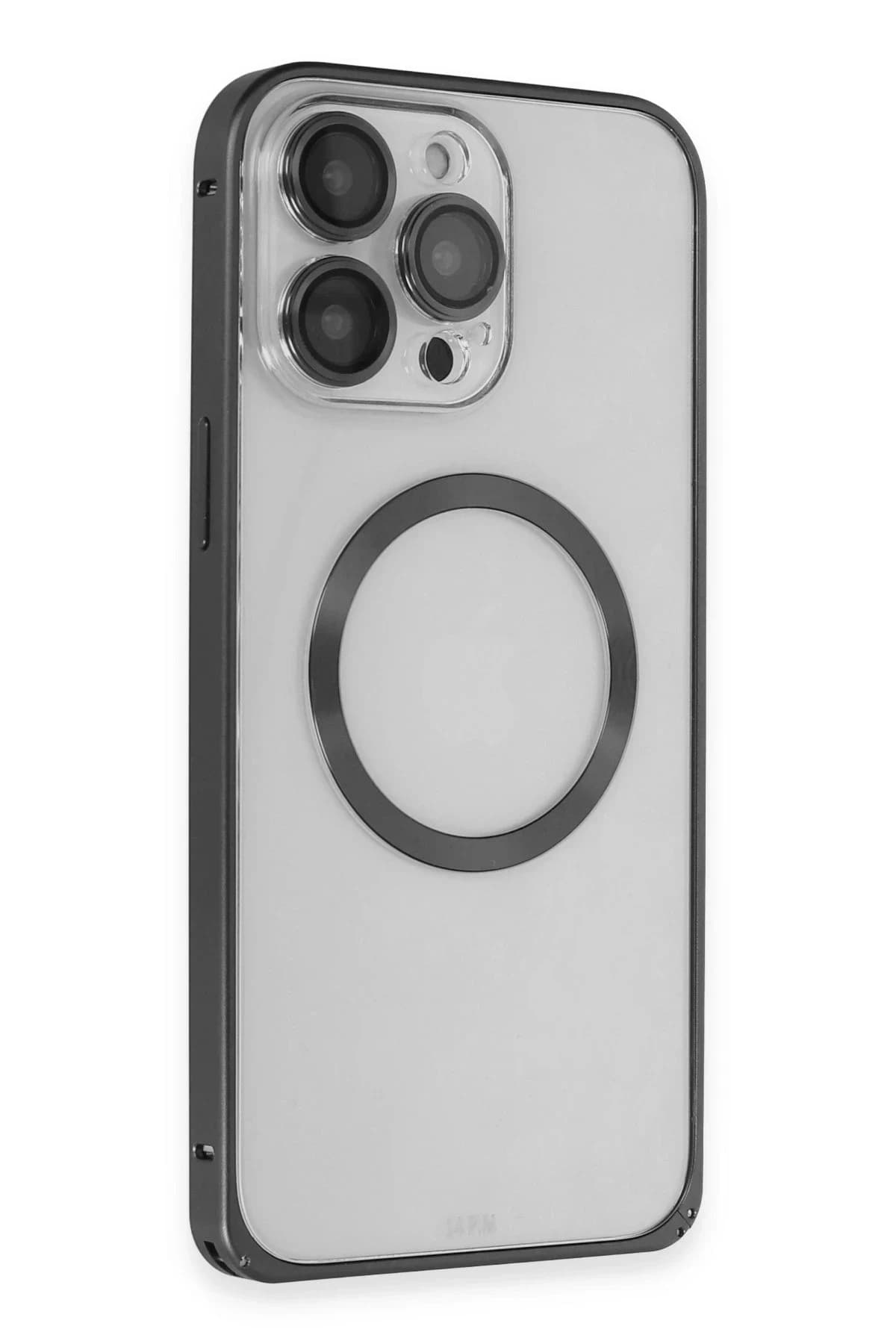 Joko Apple iPhone 14 Pro Kılıf Metal Bumper Magneticsafe Kapak - Siyah