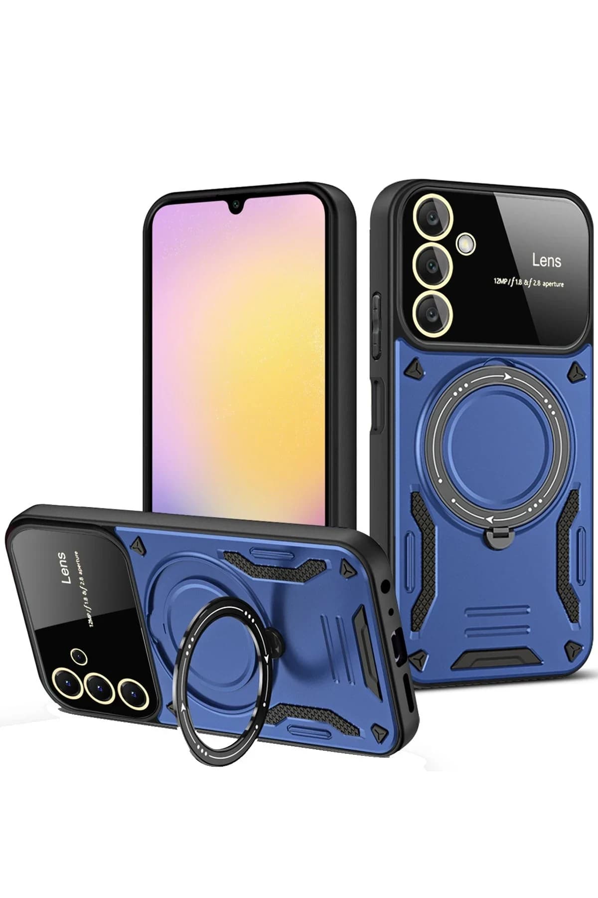 uryport Samsung Galaxy A54 5G Kılıf Joy Lens Standlı Kapak - Lacivert