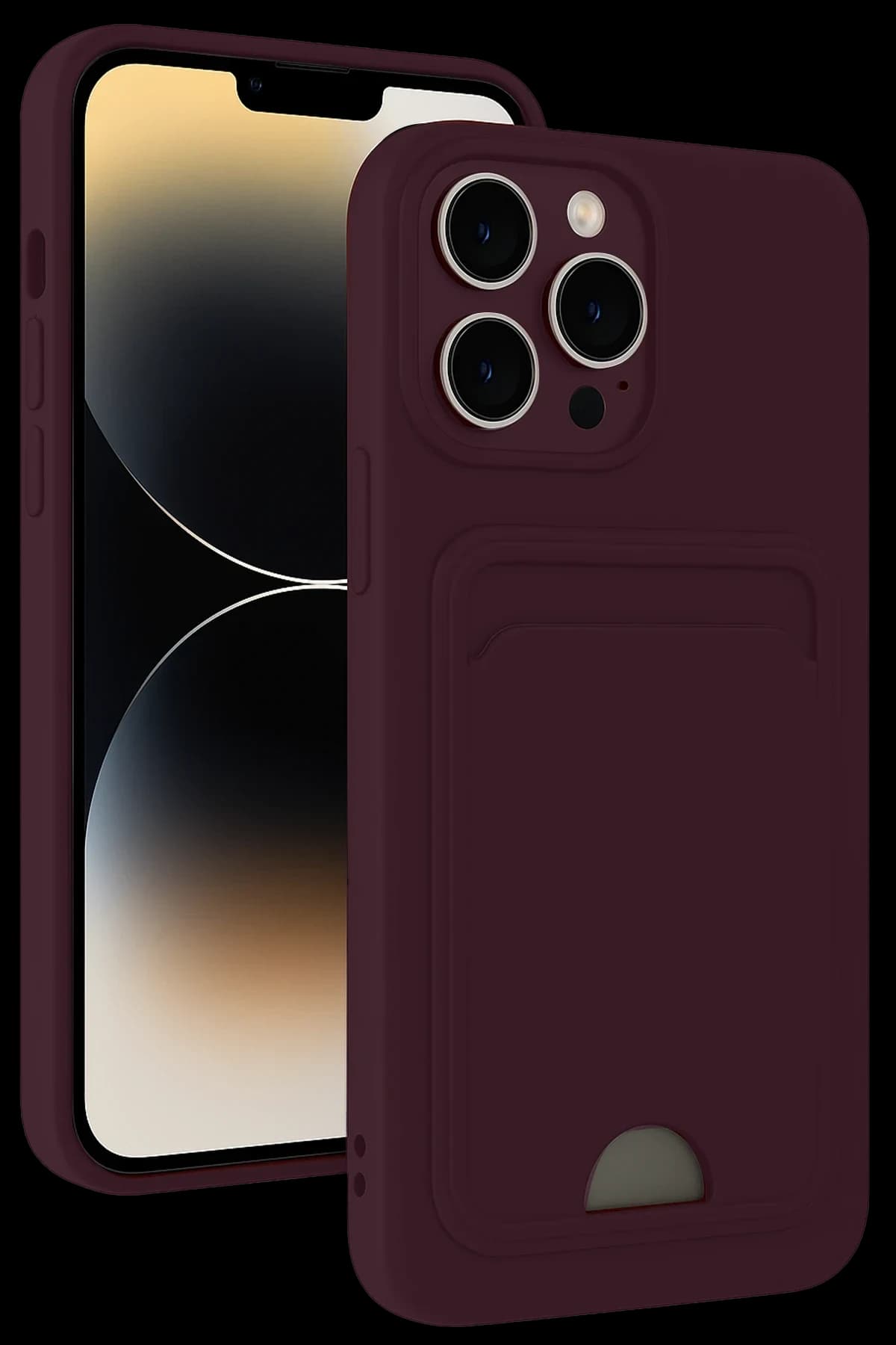 uryport Apple iPhone 15 Pro Kılıf Kelvin Kartvizitli Silikon - Derin Mor