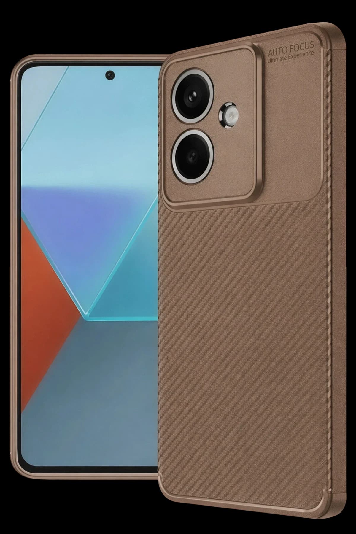 uryport Oppo A3 Kılıf Auto Focus Karbon Kapak - Kahverengi