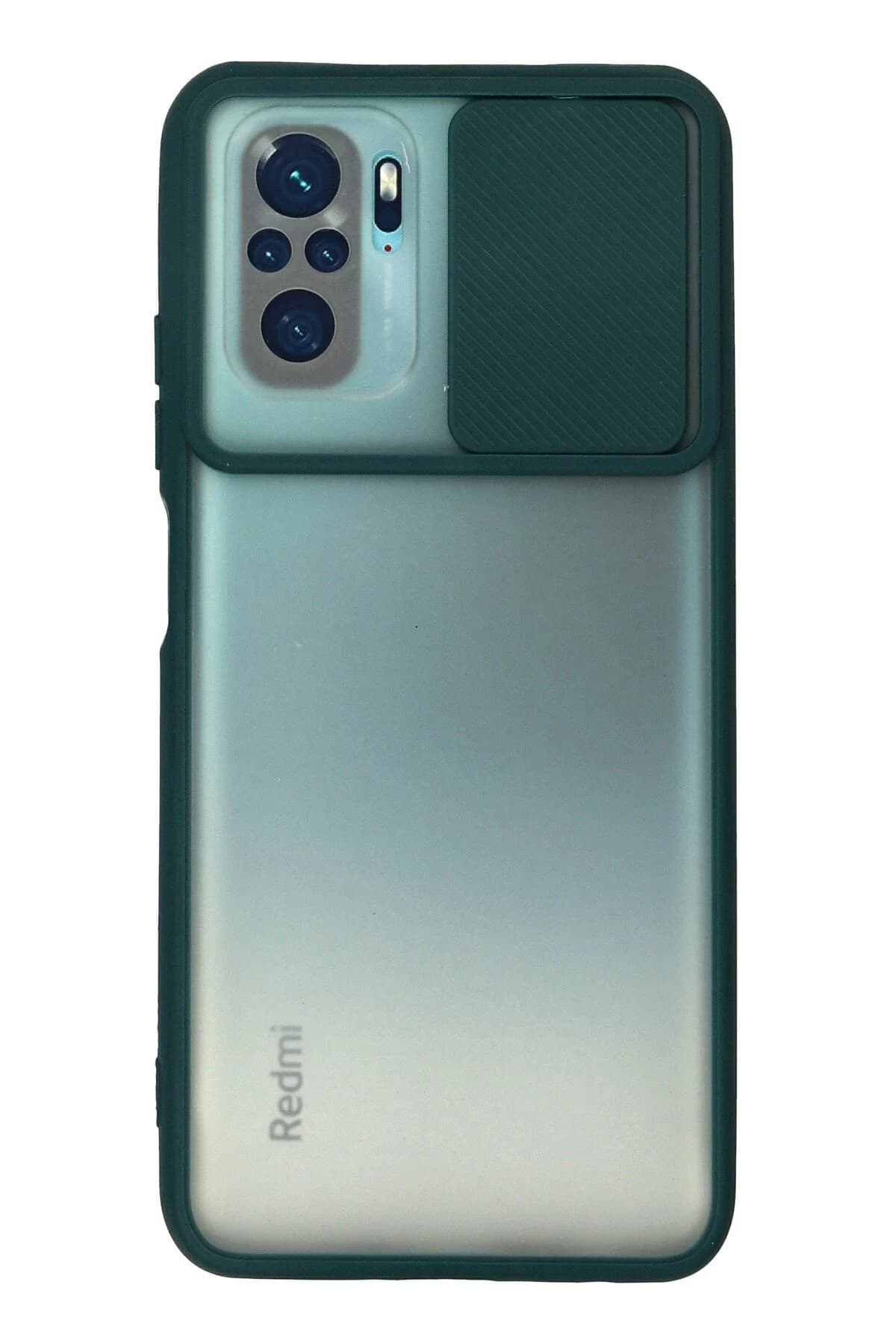 uryport Xiaomi Redmi Note 10 Kılıf Palm Buzlu Kamera Sürgülü Silikon - Yeşil