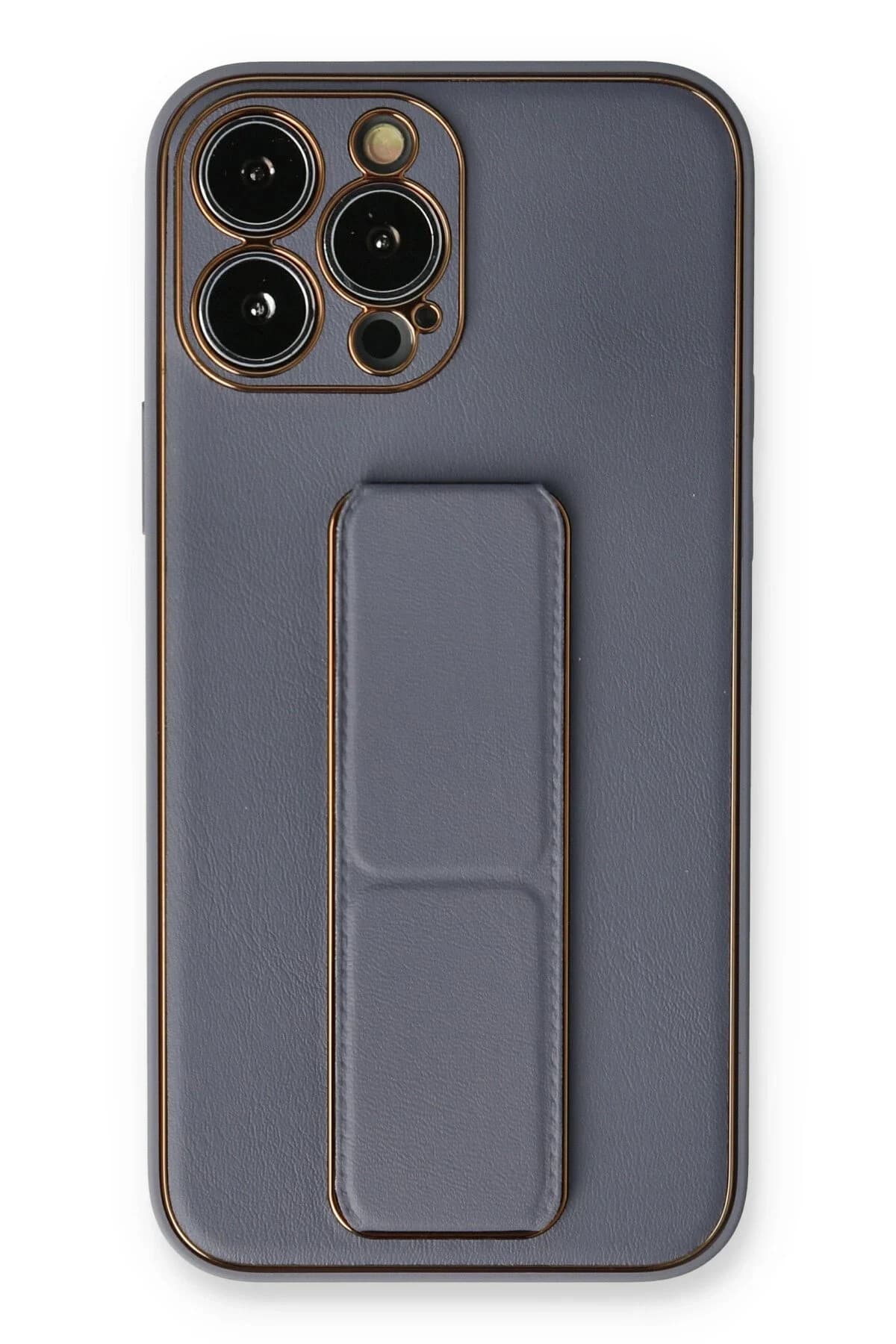 uryport Apple iPhone 14 Pro Kılıf Coco Deri Standlı Kapak - Gri