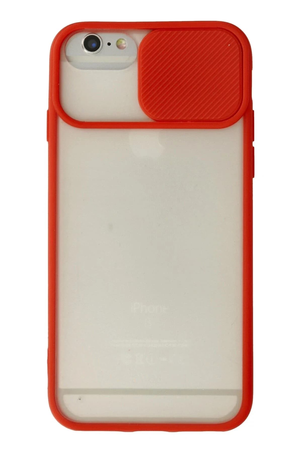uryport Apple iPhone 6 Plus Kılıf Palm Buzlu Kamera Sürgülü Silikon - Kırmızı