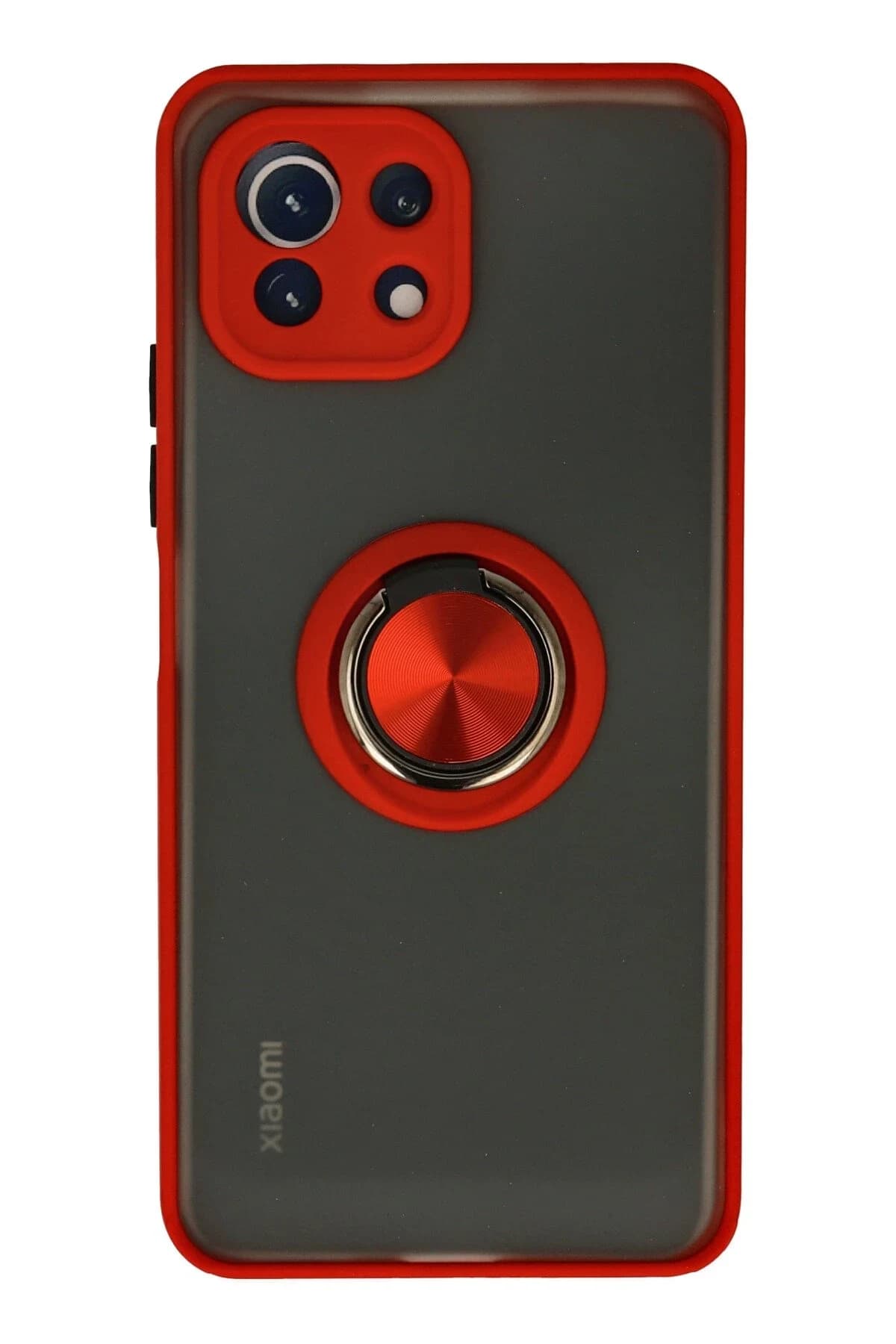 uryport Xiaomi Mİ 11 Lite Kılıf Montreal Yüzüklü Silikon Kapak - Kırmızı
