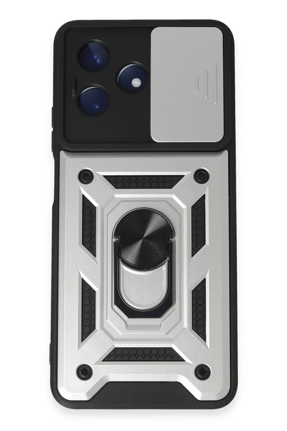 uryport Realme C53 Kılıf Pars Lens Yüzüklü Silikon - Gümüş
