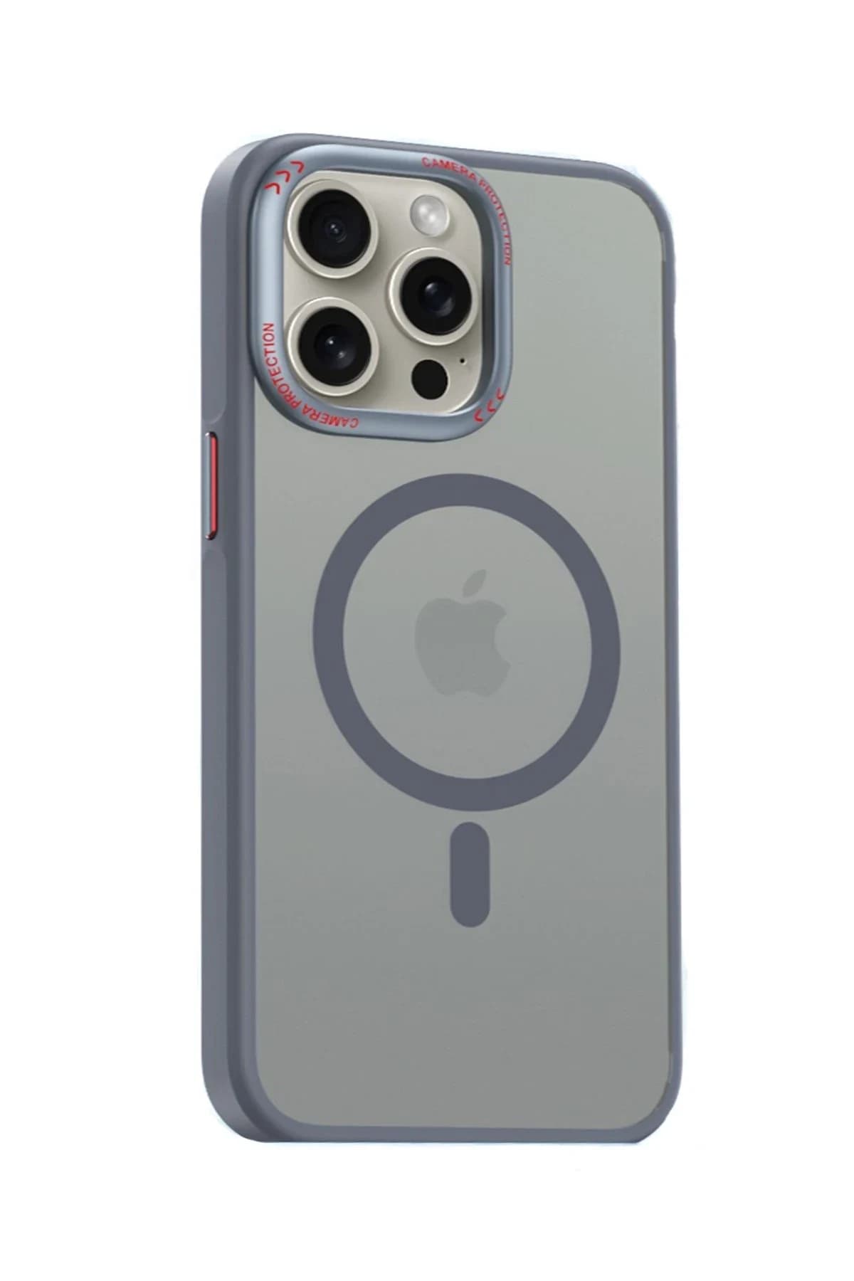 Movenchy Apple iPhone 15 Pro Max Kılıf Radyant Magsafe Kapak - Titan Gri