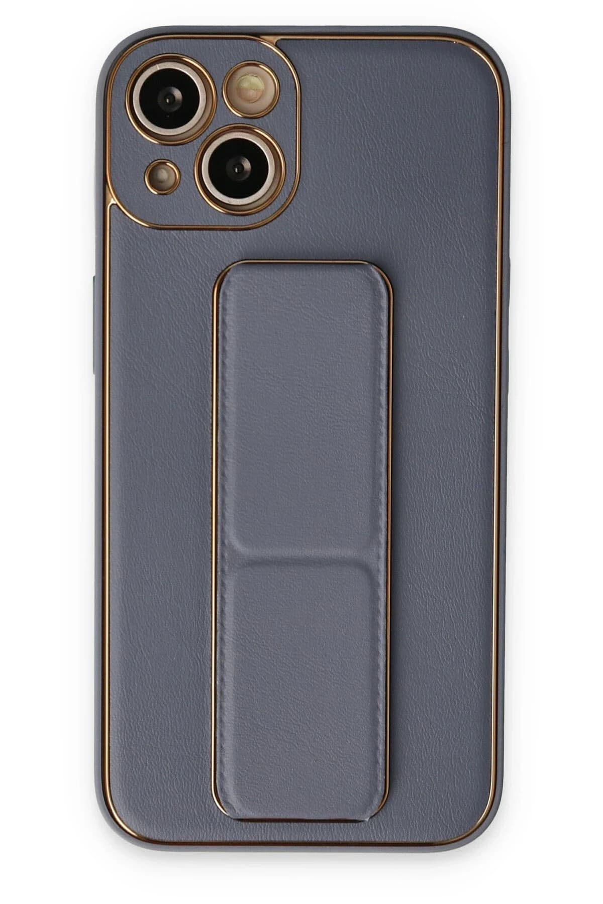 uryport Apple iPhone 14 Kılıf Coco Deri Standlı Kapak - Gri