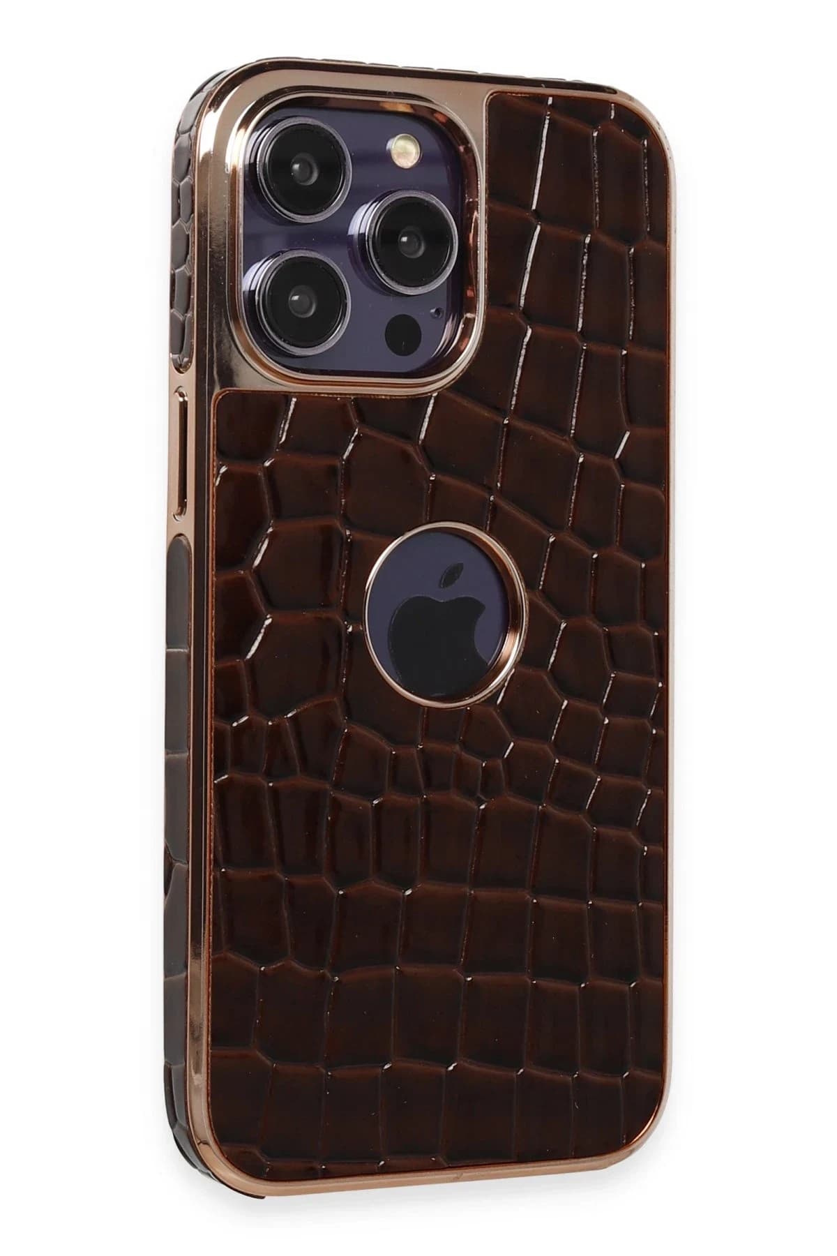 uryport Apple iPhone 14 Pro Kılıf Snake Kapak - Kahverengi