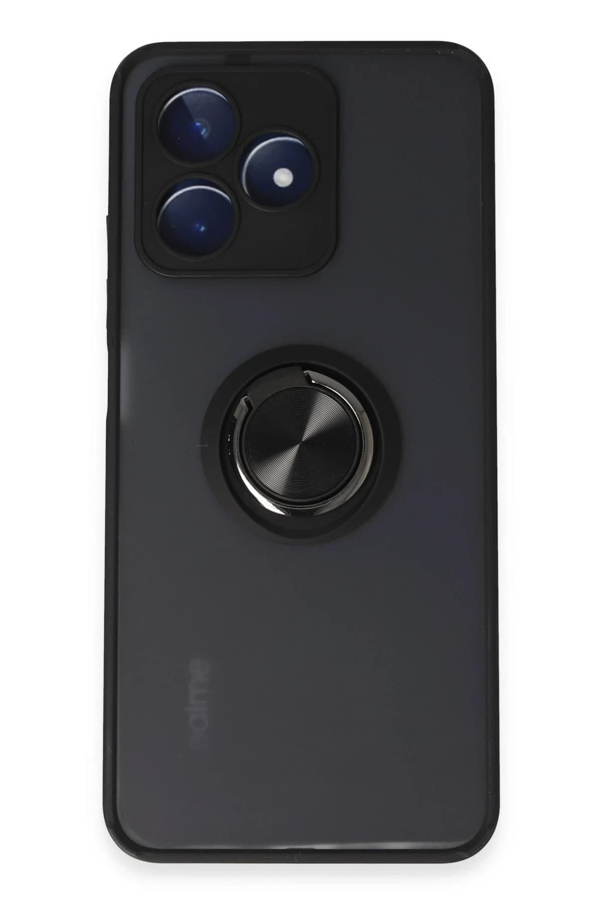 uryport Realme C53 Kılıf Montreal Yüzüklü Silikon Kapak - Siyah