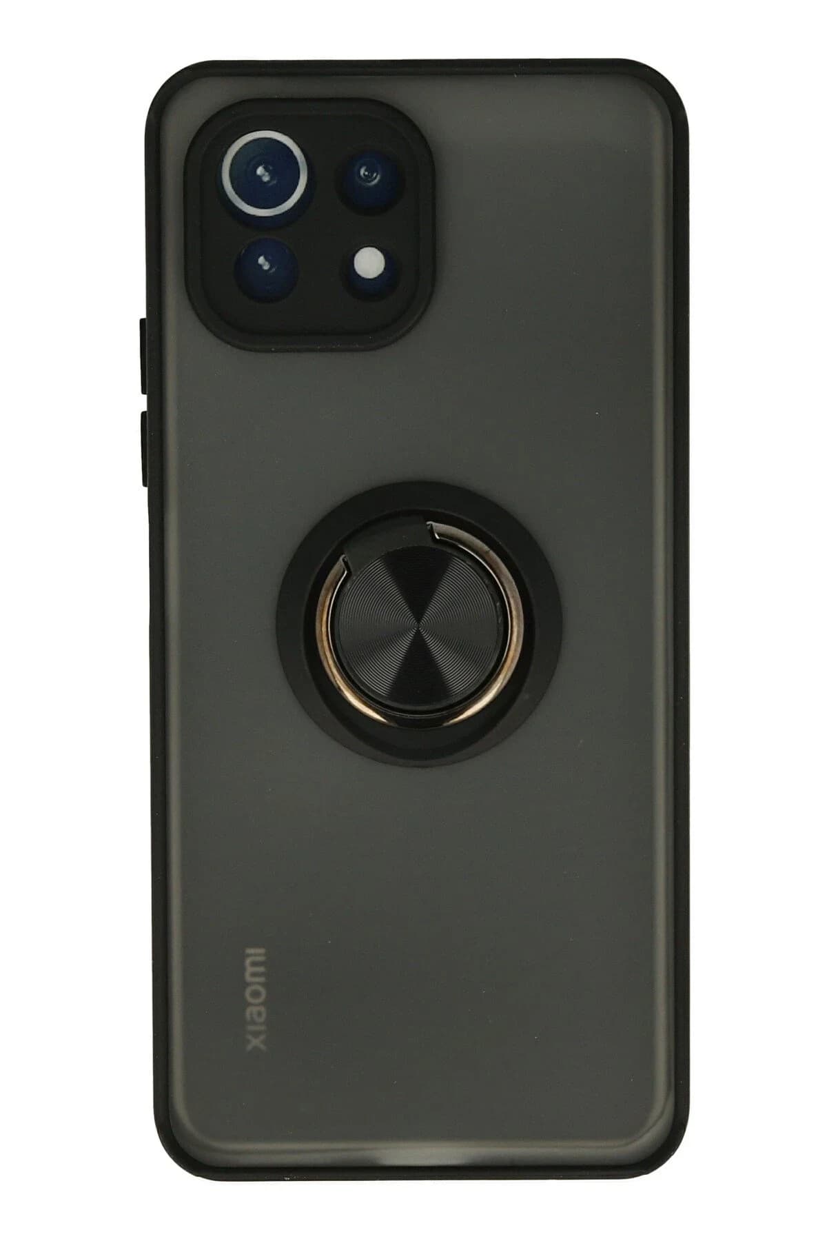 uryport Xiaomi Mİ 11 Lite Kılıf Montreal Yüzüklü Silikon Kapak - Siyah