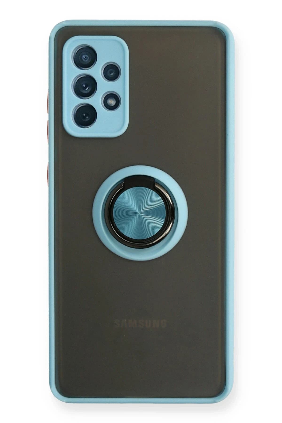 uryport Samsung Galaxy A52 Kılıf Montreal Yüzüklü Silikon Kapak - Buz Mavi