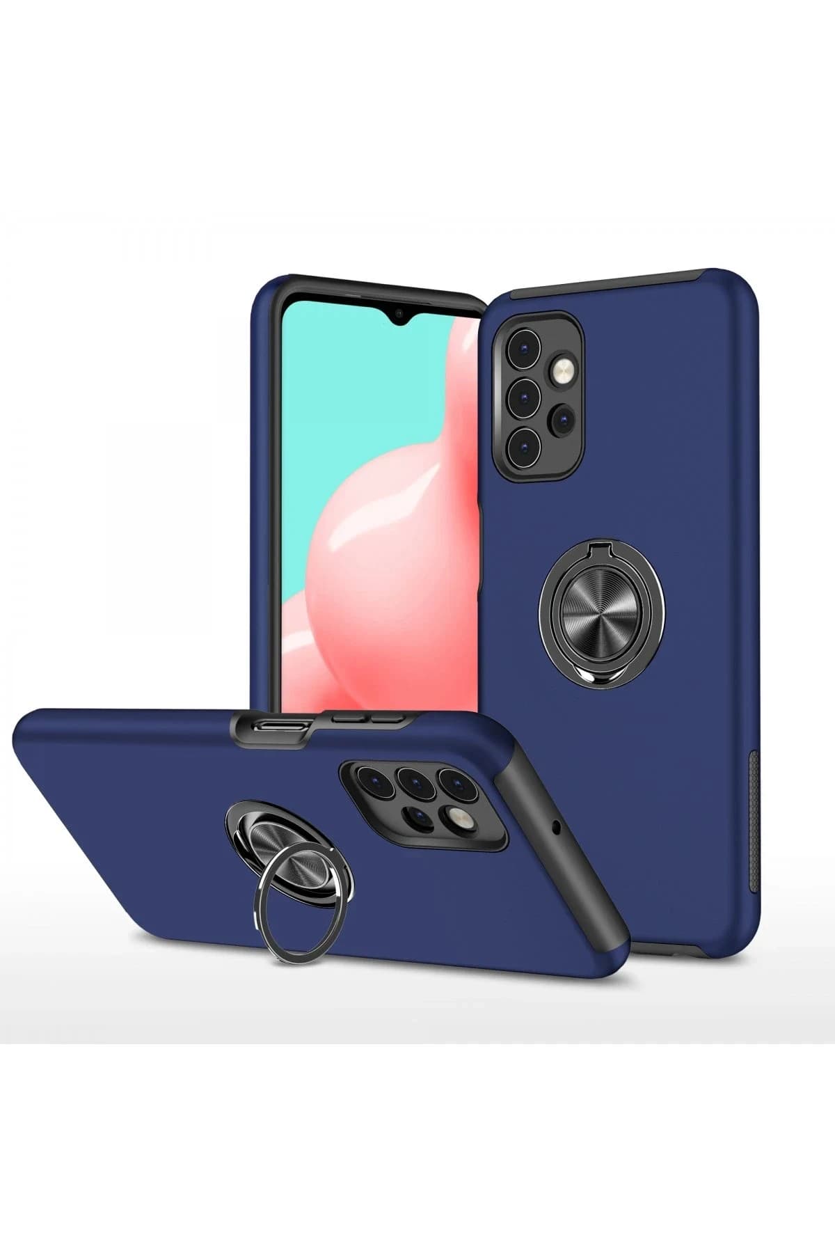 uryport Samsung Galaxy A72 Kılıf Elit Yüzüklü Kapak - Lacivert