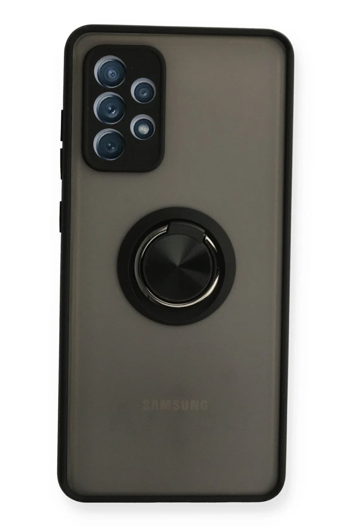 uryport Samsung Galaxy A32 Kılıf Montreal Yüzüklü Silikon Kapak - Siyah