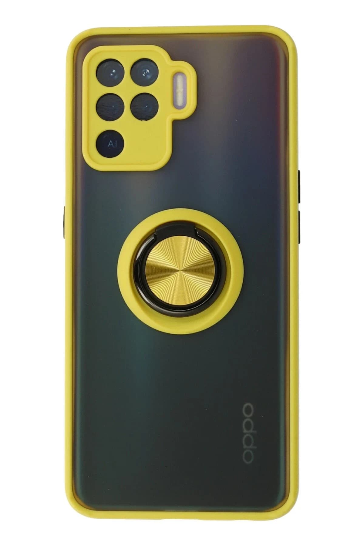 uryport Oppo Reno 5 Lite Kılıf Montreal Yüzüklü Silikon Kapak - Sarı
