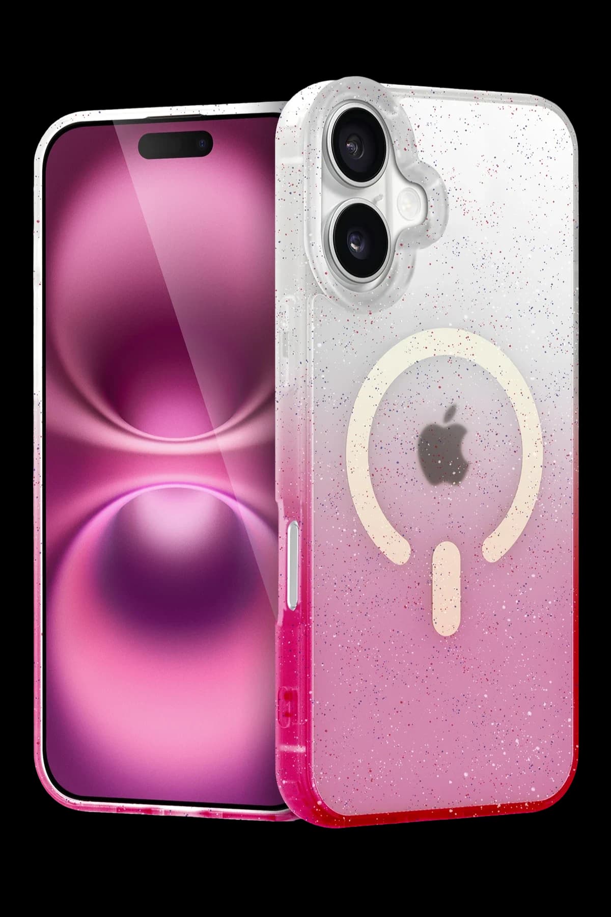 uryport Apple iPhone 16 Pummel Shiny Magsafe Kapak - Pembe