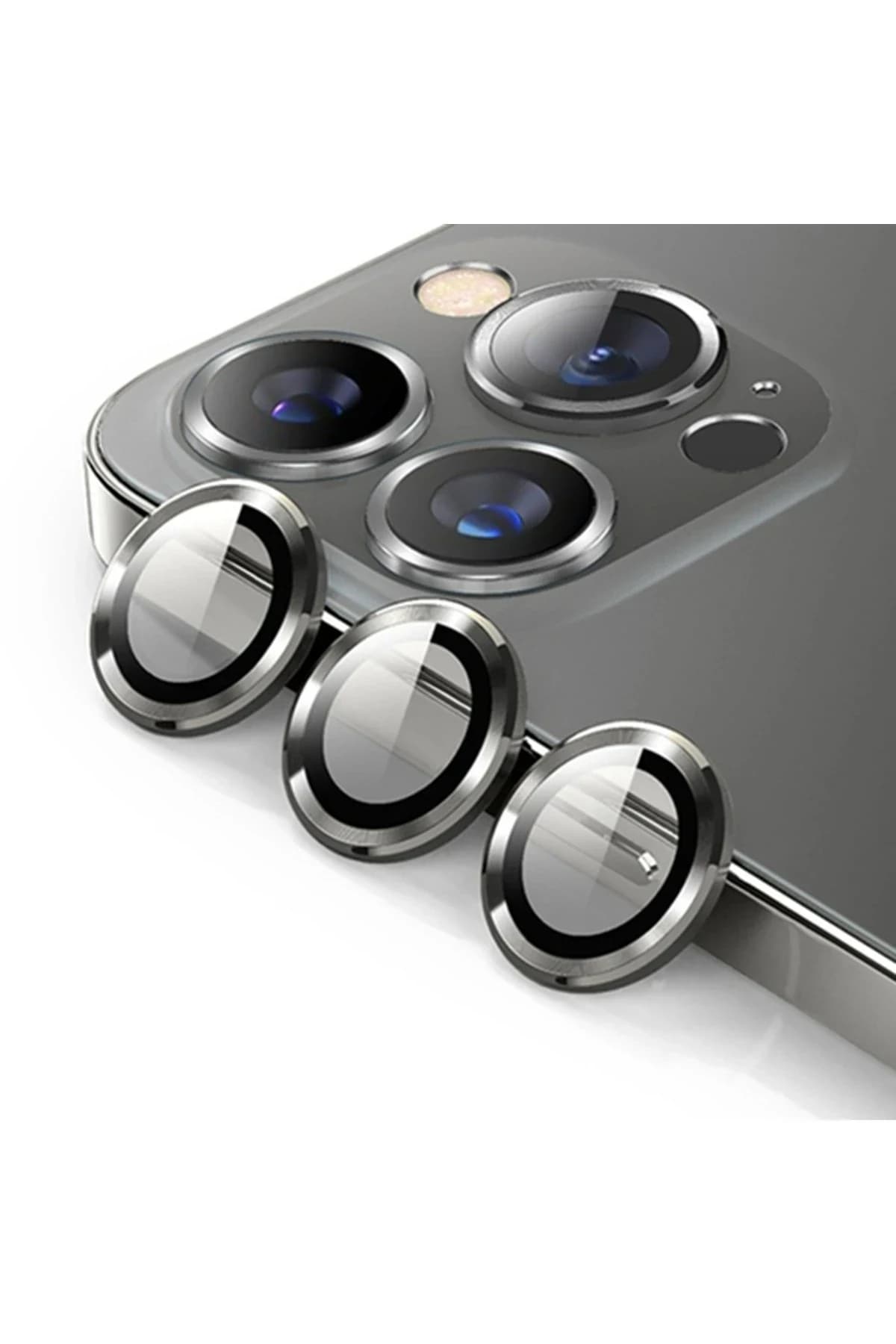 uryport Apple iPhone 14 Pro Max Bind Metal Kamera Lens - Siyah