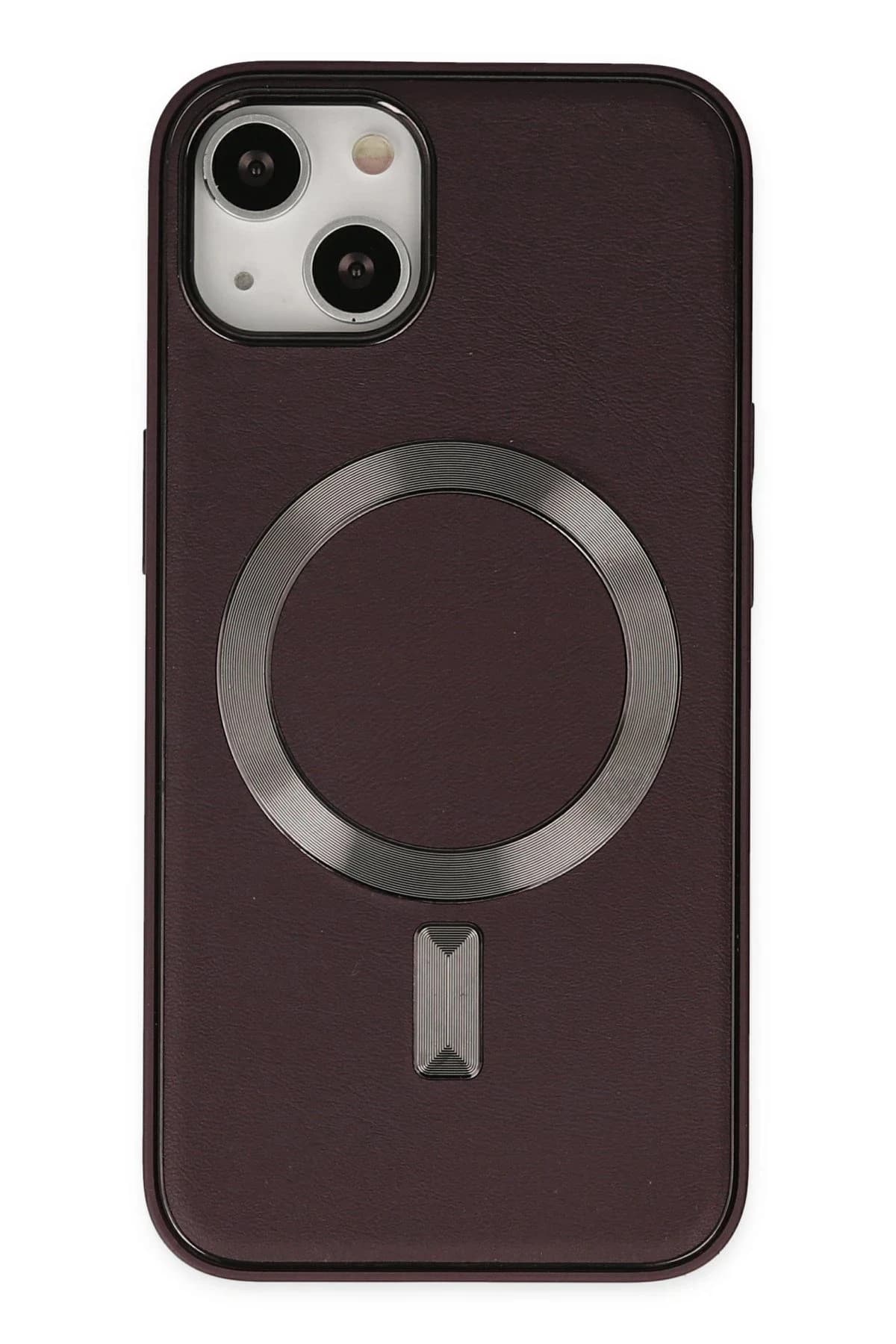 uryport Apple iPhone 14 Kılıf Coco Deri Magneticsafe Silikon - Bordo