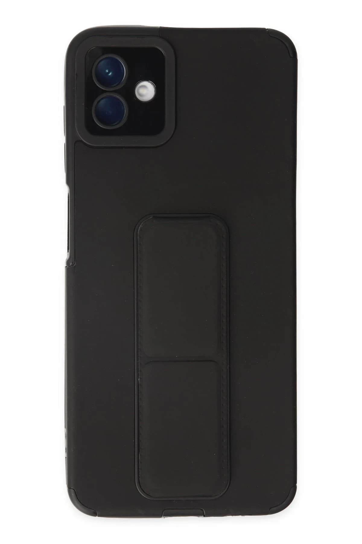 uryport Samsung Galaxy A04 Kılıf Mega Standlı Silikon - Siyah