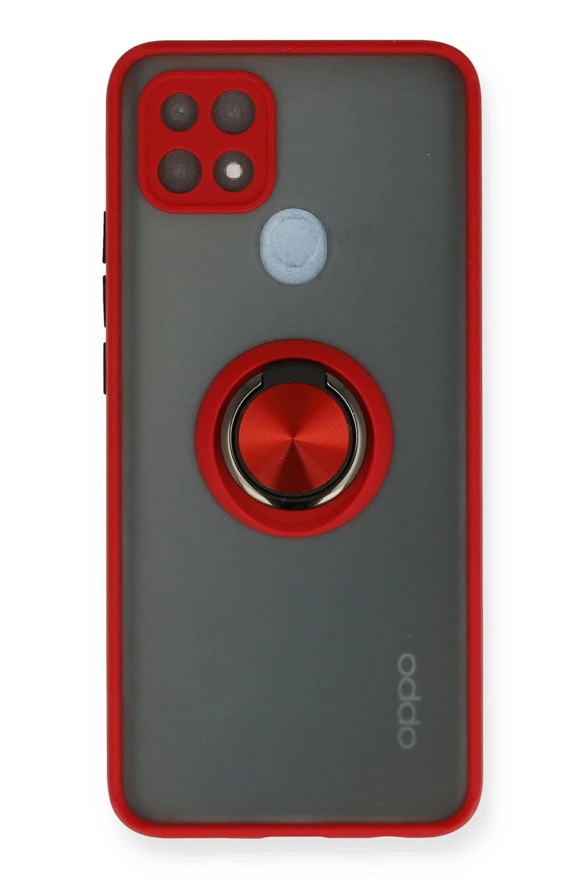 uryport Oppo A15 Kılıf Montreal Yüzüklü Silikon Kapak - Kırmızı