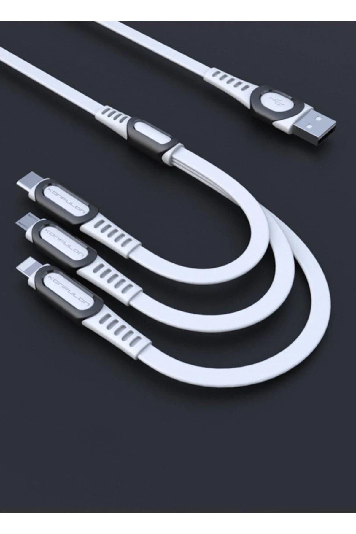 Konfulon DC19 3in1 USB Kablo 1.3M 3A - Beyaz