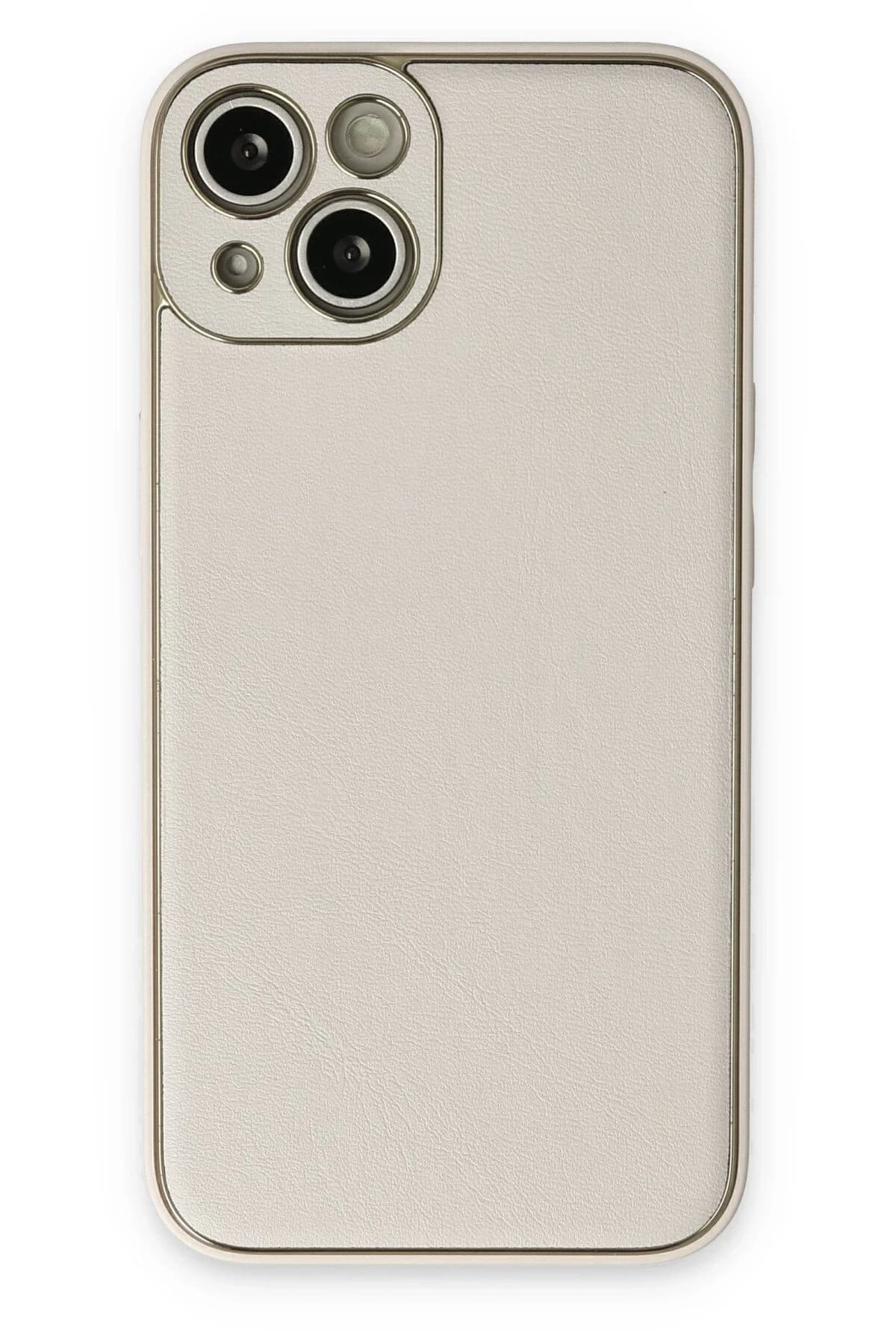 uryport Apple iPhone 14 Kılıf Coco Deri Silikon Kapak - Beyaz