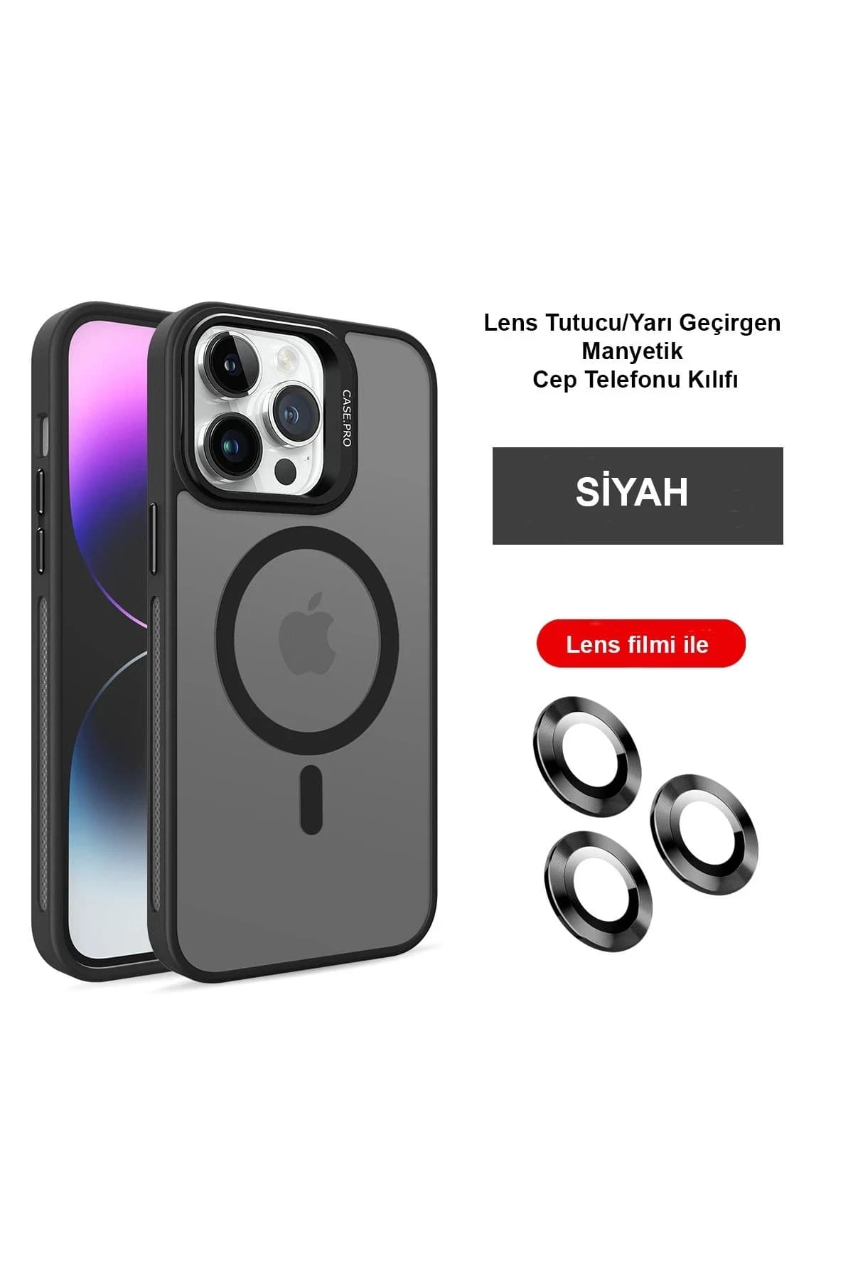 Joko Apple iPhone 15 Pro Max Kılıf Flet Lens Magsafe Kapak - Siyah