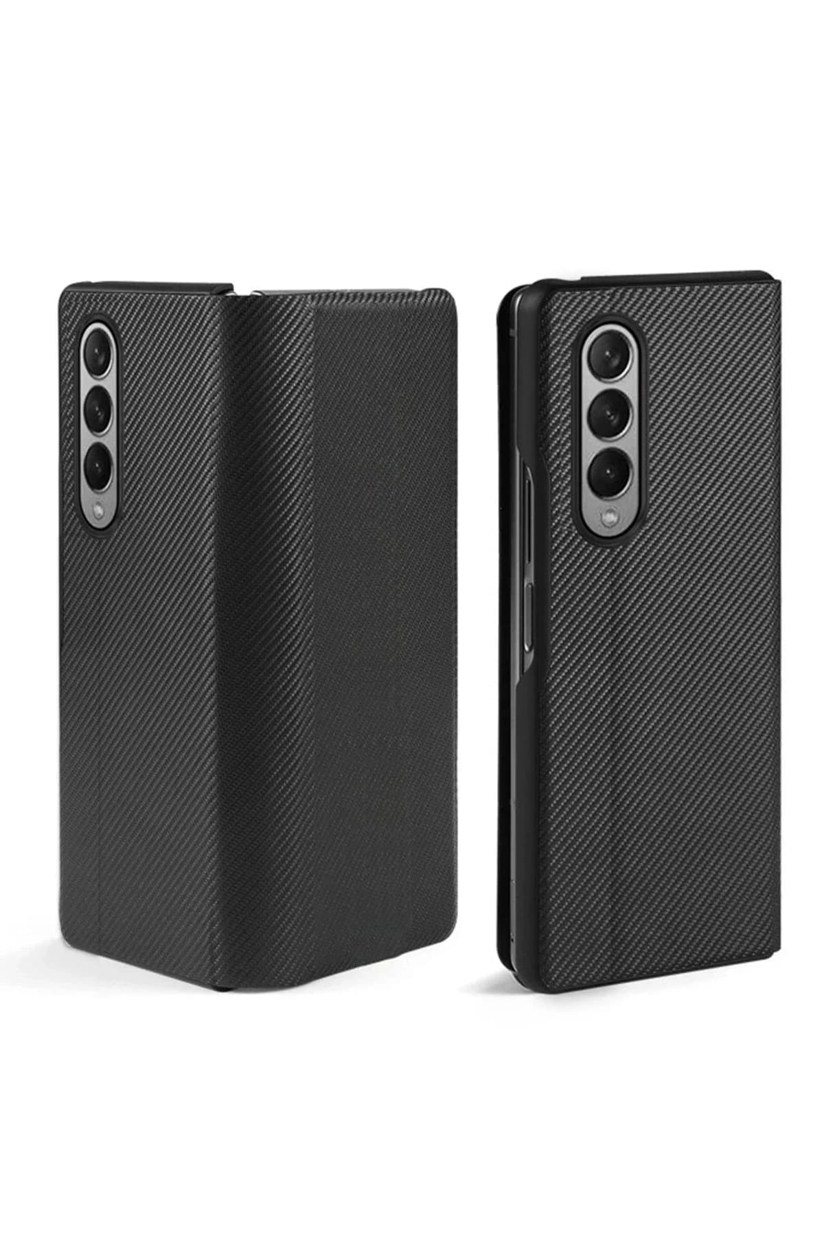 uryport Samsung Galaxy Z Fold 3 Kılıf Fold Karbon Kapak - Siyah