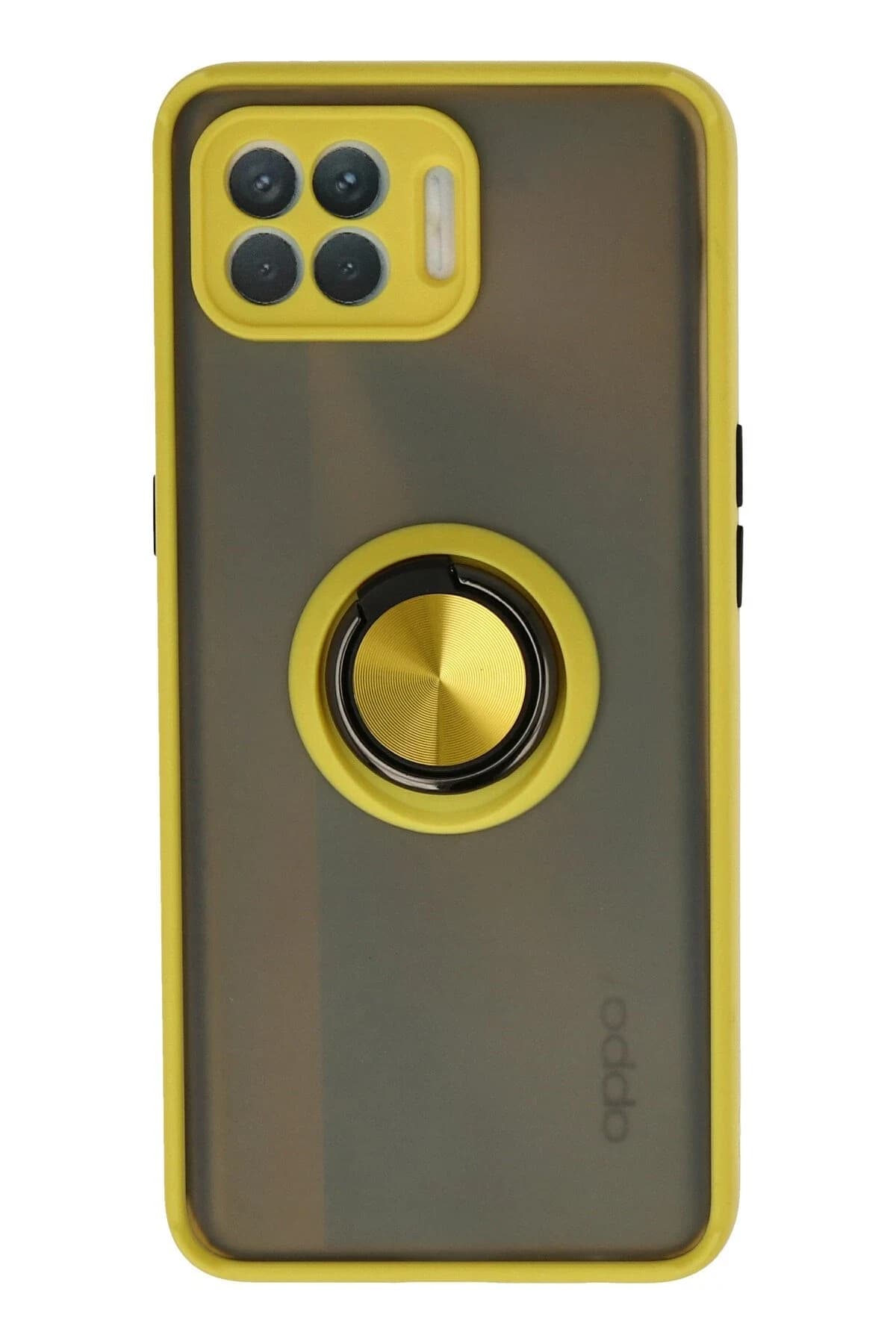 uryport Oppo Reno 4 Lite Kılıf Montreal Yüzüklü Silikon Kapak - Sarı