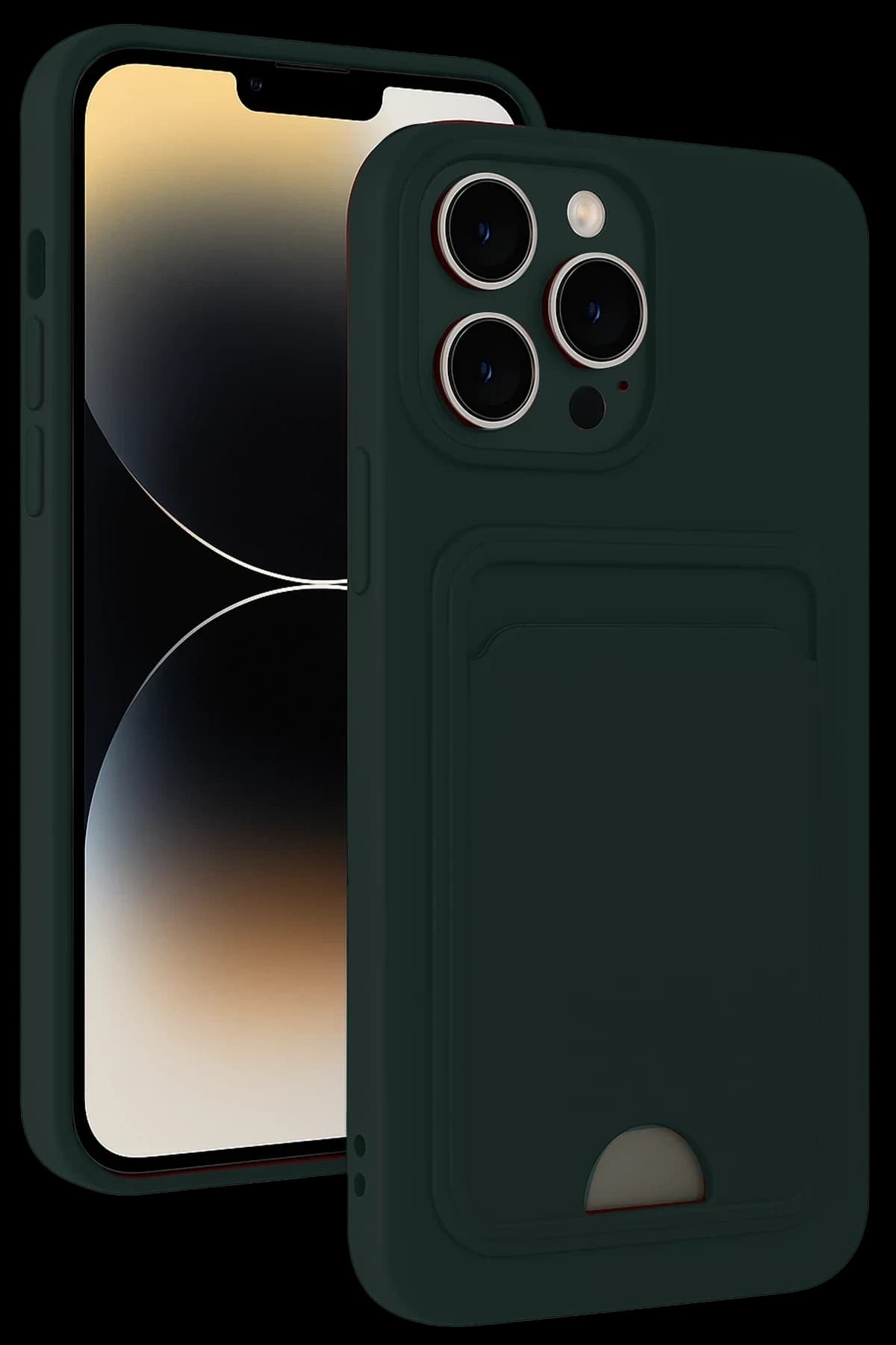 uryport Apple iPhone 15 Pro Max Kılıf Kelvin Kartvizitli Silikon - Koyu Yeşil