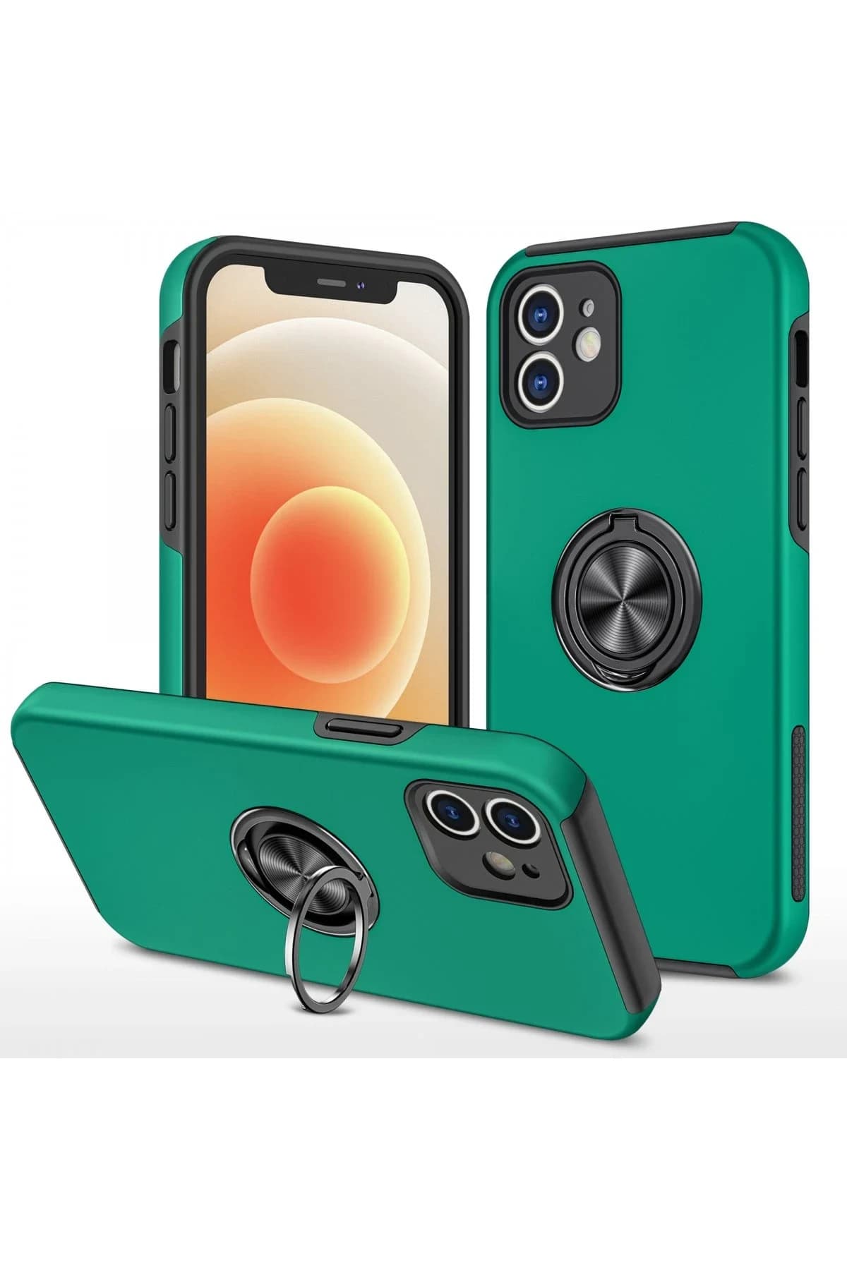 uryport Apple iPhone 12 Mini Kılıf Elit Yüzüklü Kapak - Yeşil