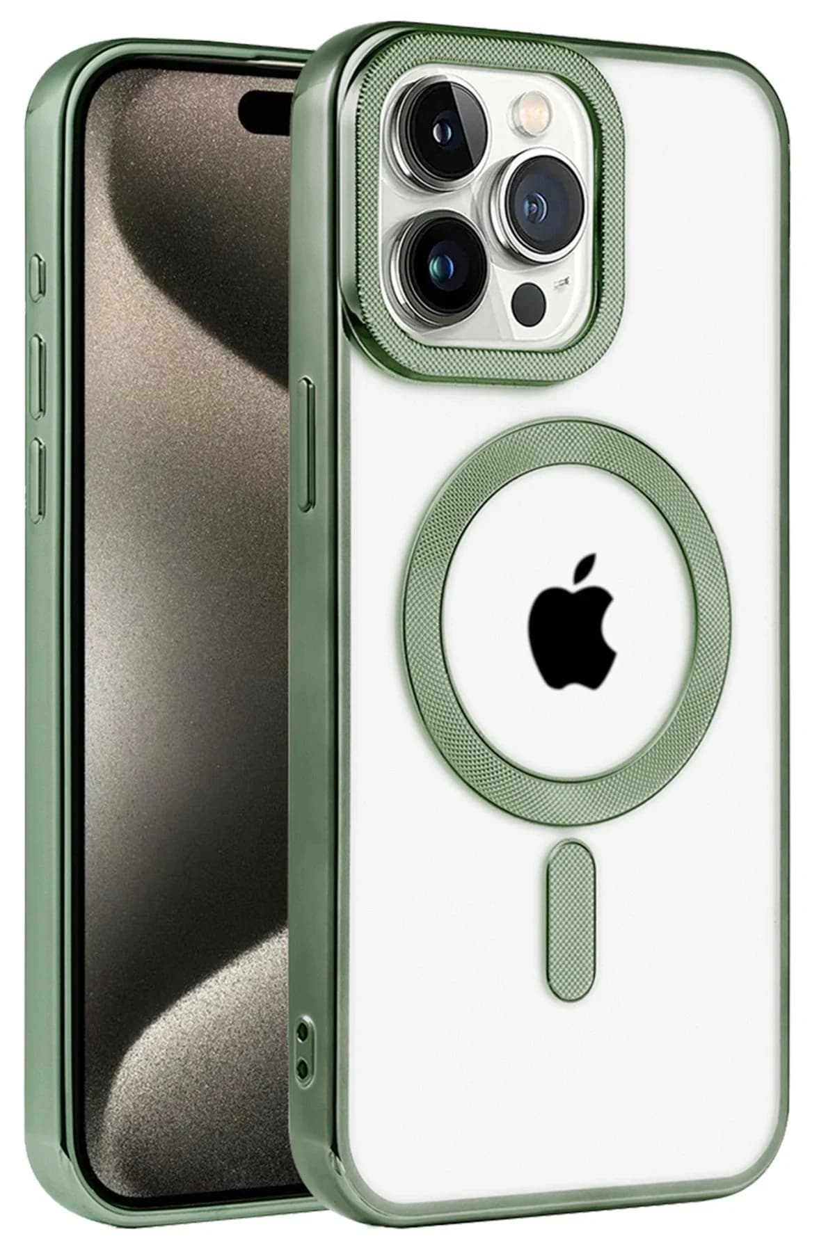 uryport Apple iPhone 15 Pro Max Kılıf Kronos Magsafe Kapak - Koyu Yeşil