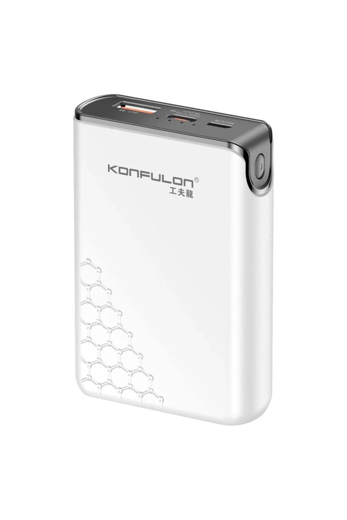 Konfulon A6Q 22.5W Usb 3.0 ve 20W Type-C Çıkışlı 10.000 mAh PD Powerbank - Beyaz