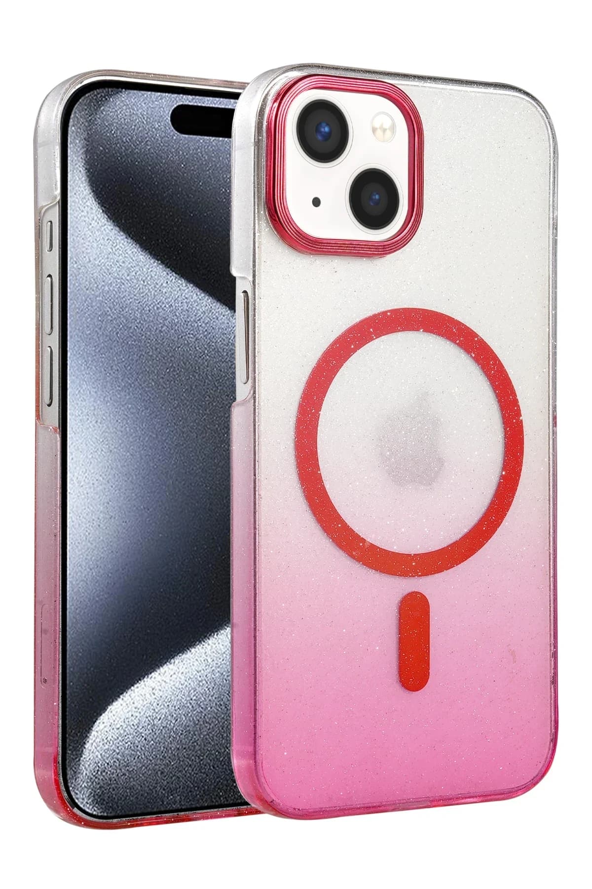 uryport Apple iPhone 15 Glossy Magsafe Kapak - Pembe