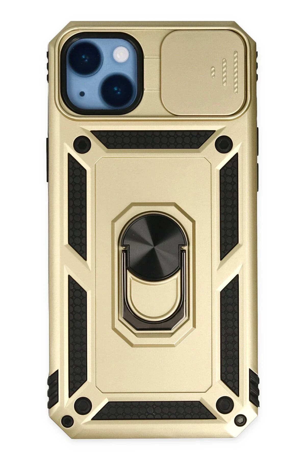 uryport Apple iPhone 14 Plus Kılıf Pars Lens Yüzüklü Silikon - Gold