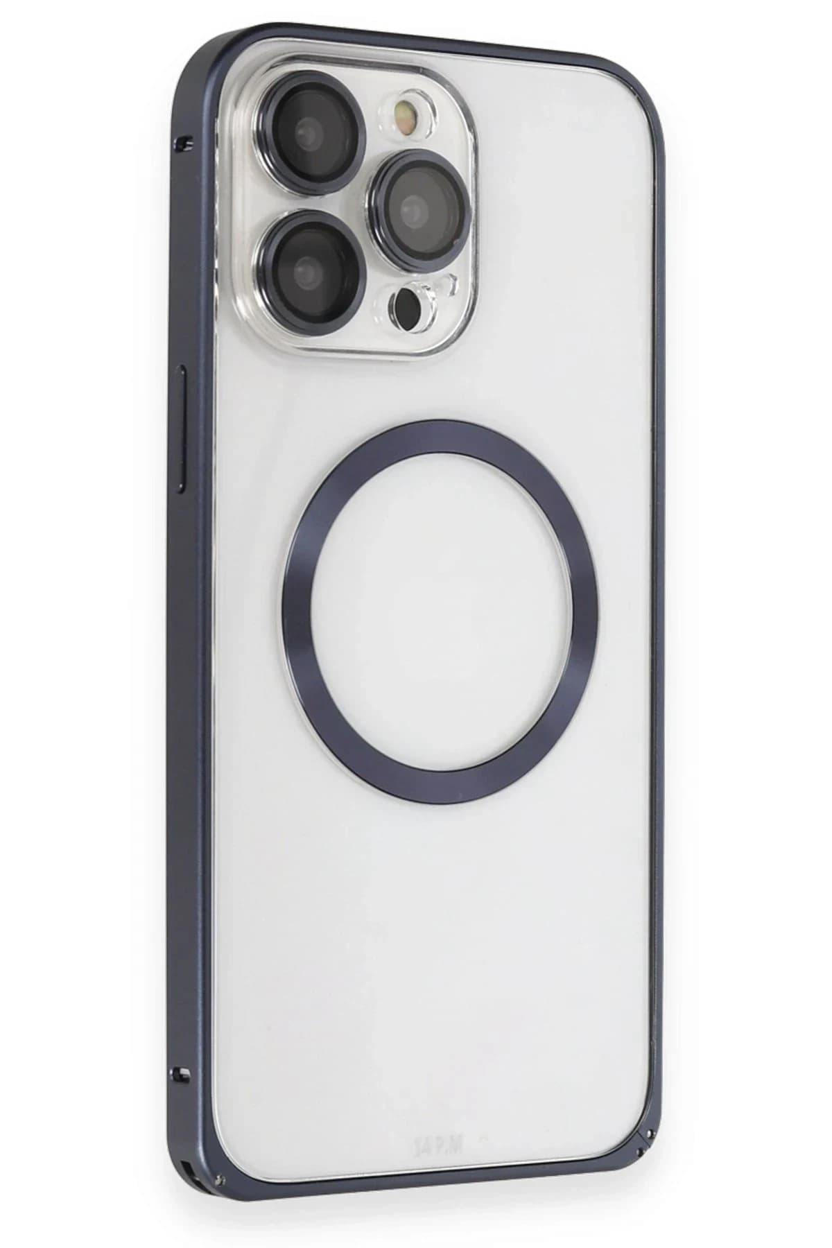 Joko Apple iPhone 15 Pro Kılıf Metal Bumper Magneticsafe Kapak - Lacivert