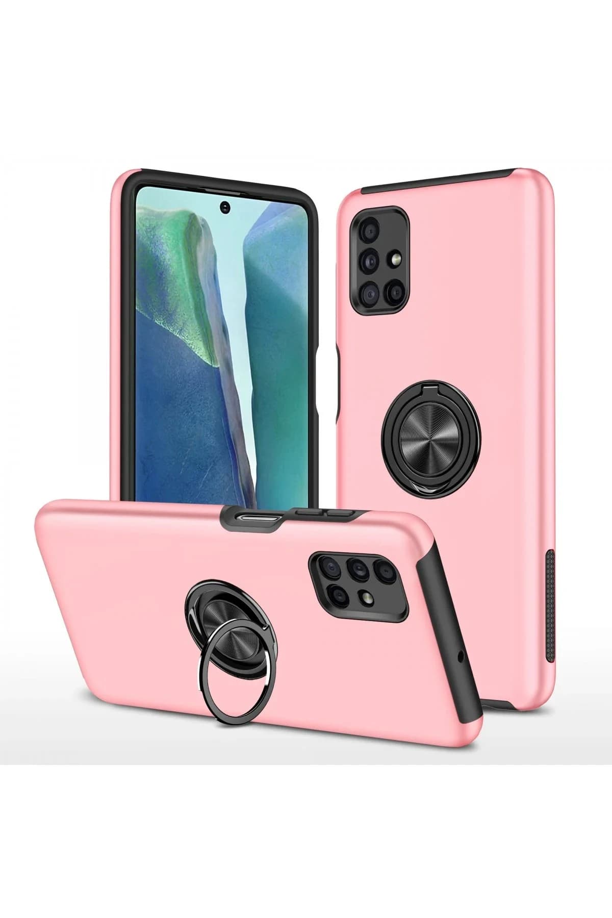 uryport Samsung Galaxy M51 Kılıf Elit Yüzüklü Kapak - Pembe